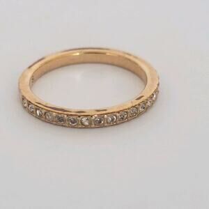 Authentic Christian Dior Ring Size S US 5.5 GP Rhinestones Rose Gold Minimalist